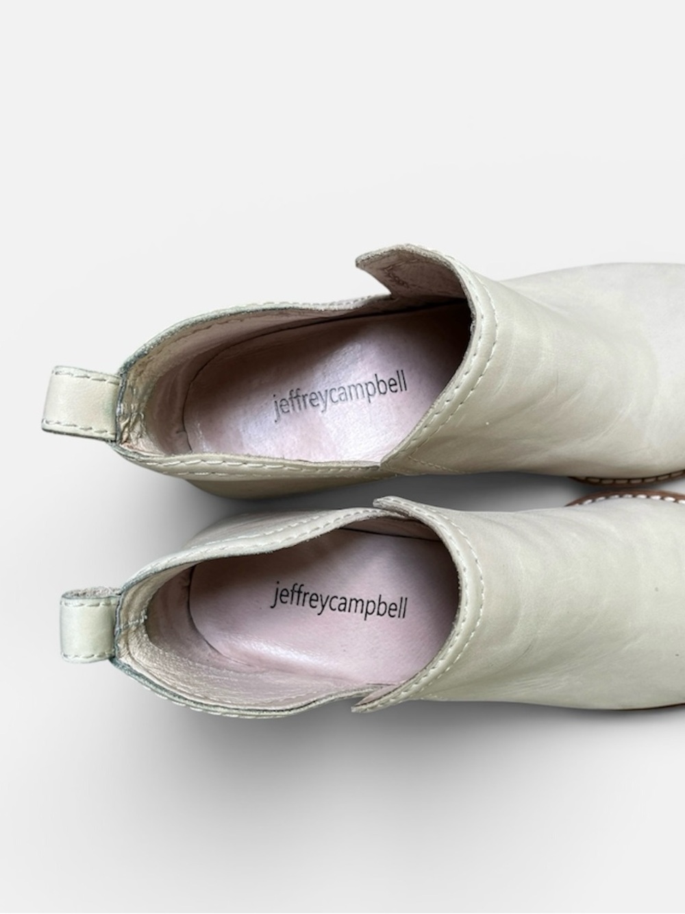 Jeffrey Campbell Rosalee Leather Split Shaft Western Cowboy Boot in Ivory Sz 6 - Picture 8 of 12